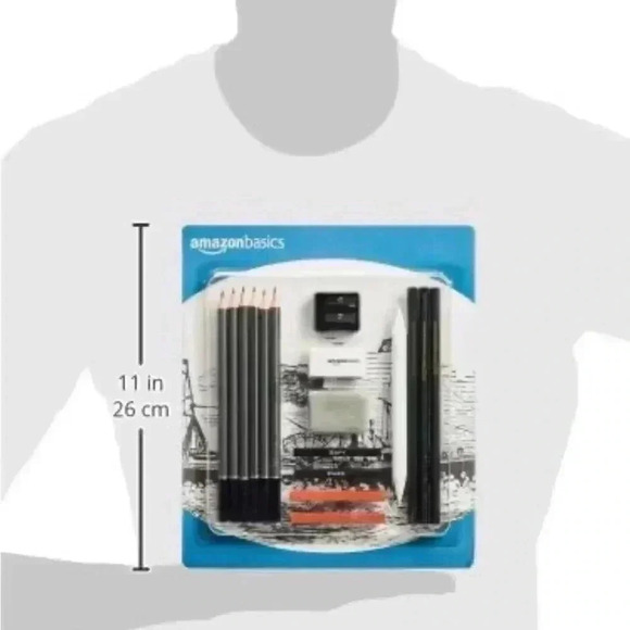 🆕 Amazon Basics Sketch & Drawing Art Pencil Set, Charcoal, Black, White - Picture 8 of 8